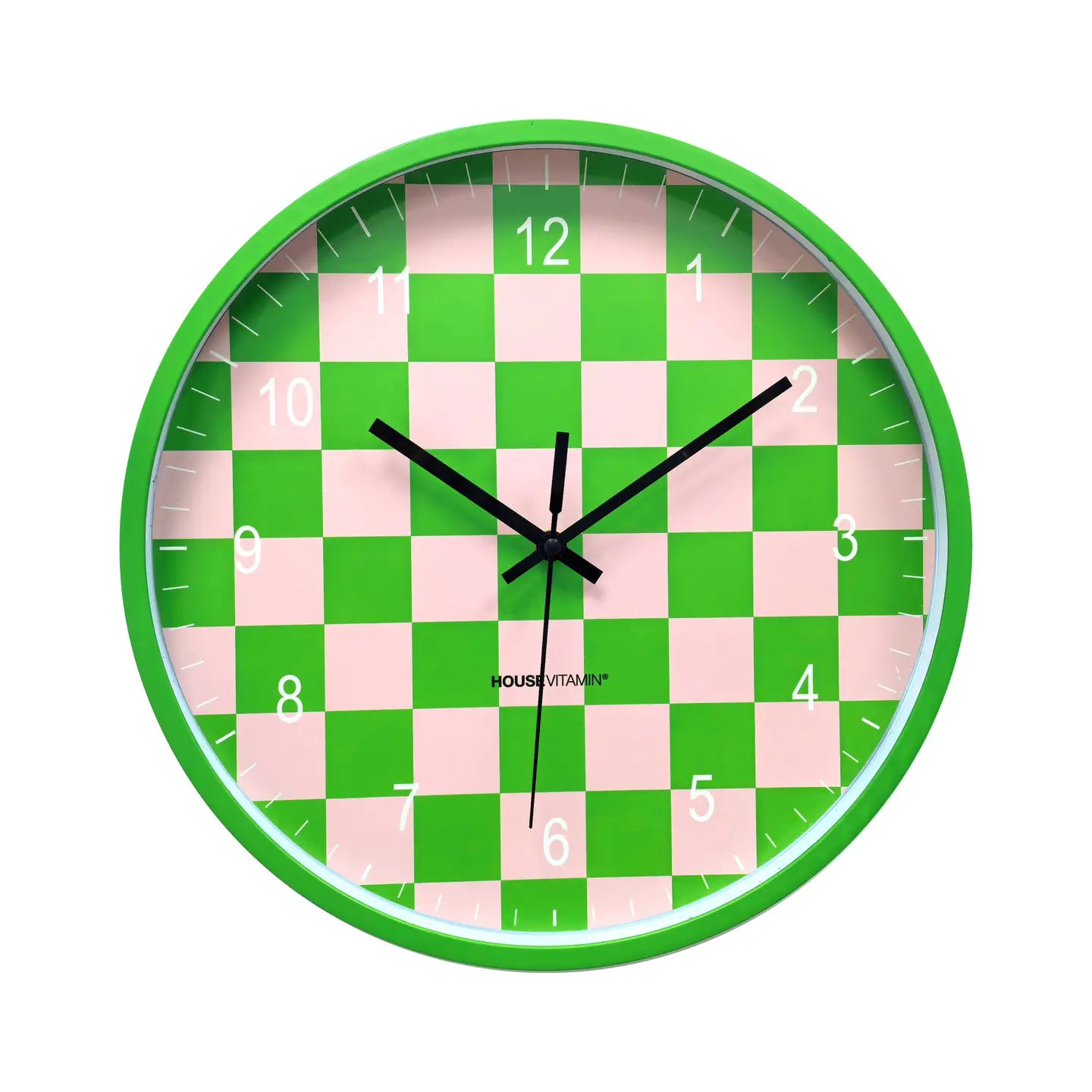Clock - Wall Clock - Block Pattern - Green/Pink - 34x4x34cm