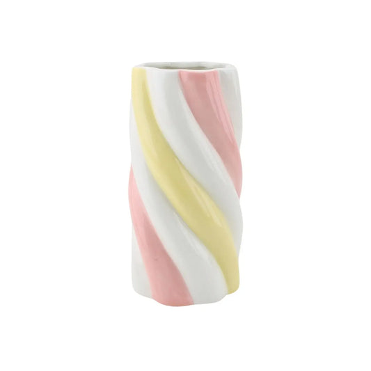 Vase - Marshmellow - Yellow/Pink/ White - 10,5x10,5x20cm