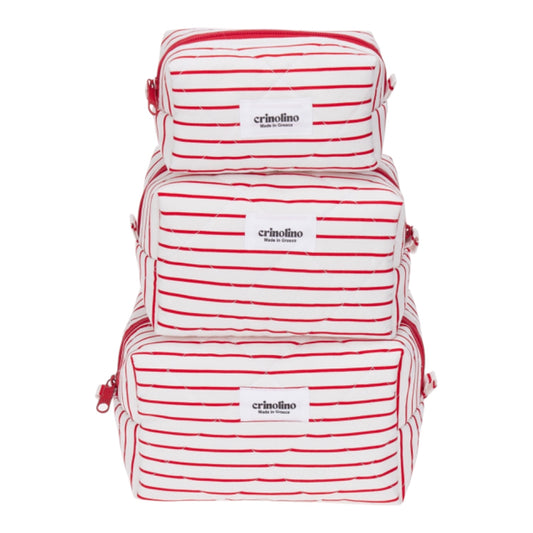 RED STRIPED MAKEUP BAG