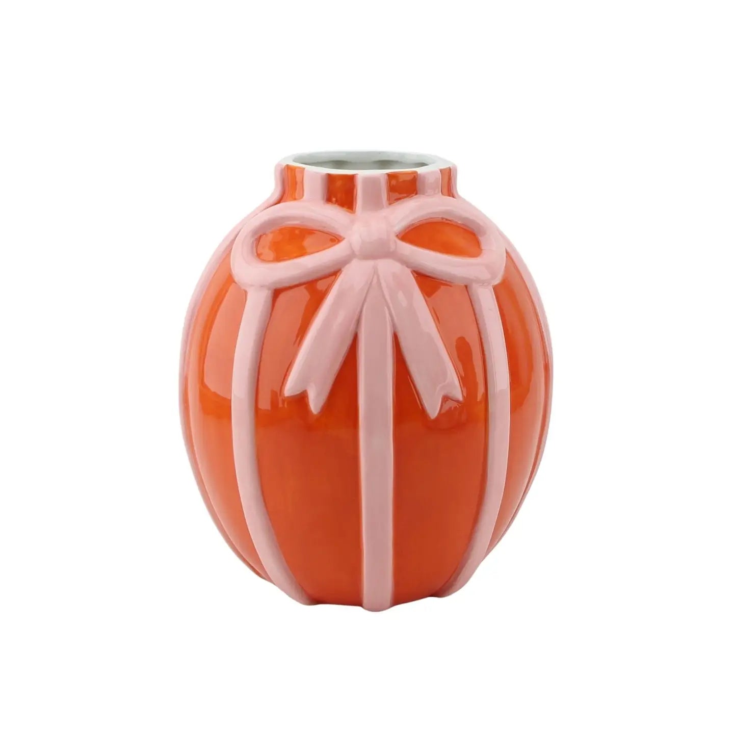 Vase - Flower Vase Ribbon - Orange/Pink - 17x17x17,5cm