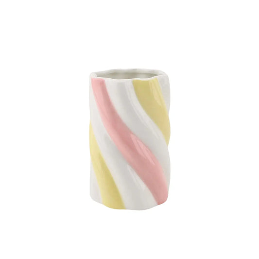 Vase - Marshmellow - Yellow/Pink/White - 10x10x15cm