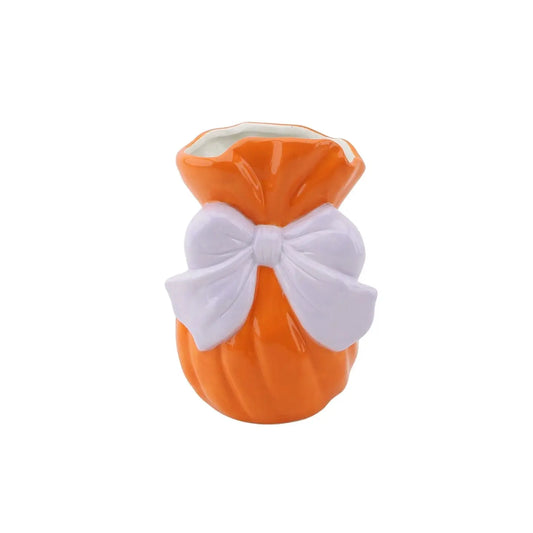 Vase - Bow - Dolomite - Orange/Lilac - 11x10x16cm