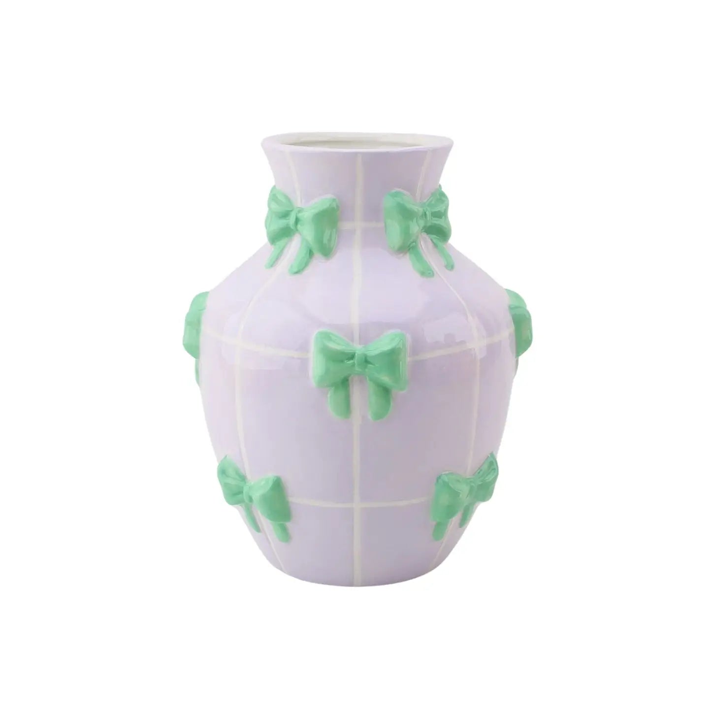 Vase - Flower Vase Ribbons - Lilac/Mint - 14x14x19cm