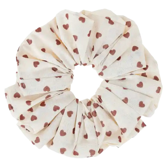 Brown Hearts Scrunchie